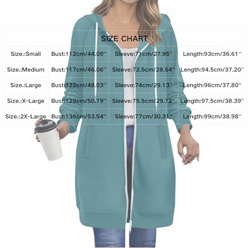 Long Hoodies for Women Plus Size Zip up Drawstring Sweatshirt Coat Long Sleeve Casual Jacket Outwear with Pockets2