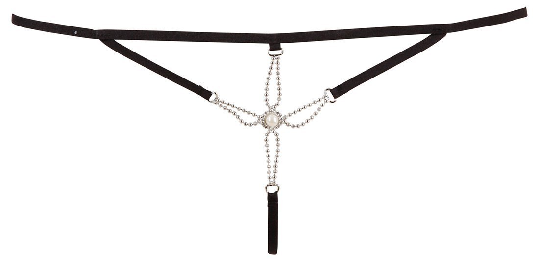 Cottelli Collection Cottelli G-String with Pearl Jewellery - Black - M/L
