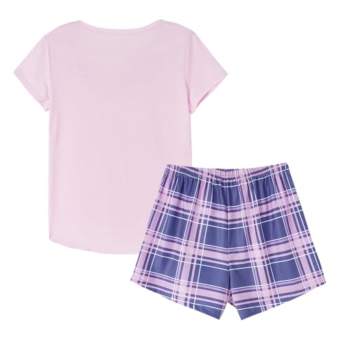 Image of VENTELAN Pajama Set For Women Cute PJS Summer Short Sleeve Shorts Sleepwear