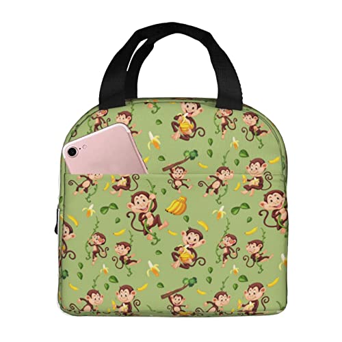 Plátano Y Mono Simples Bolsa Isotermica Polifuncional Bolsa Porta Alimentos Frescura Bolsas Nevera Para Trabajo Escuela Aire Libre 22X20X13Cm