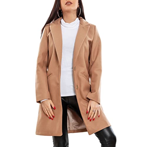 Veste d'hiver Toocool en tissu camel chaud avec coupe ajustée femme