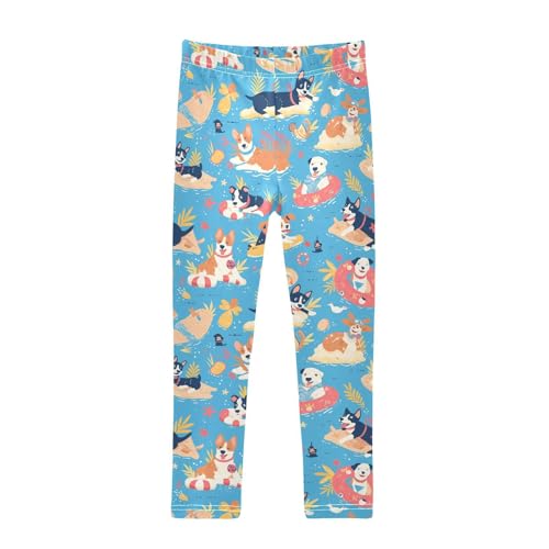 Funny Dogs Girls' Leggings Toddler Doodles Animals Kids Yoga Pants Dance Active Tights 4T