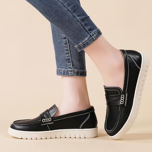 Image of QAE Loafers for Women Penny Loafers Slip On Sneakers Womens Shoes Dressy Casual Comfortable Ladies Summer Shoes