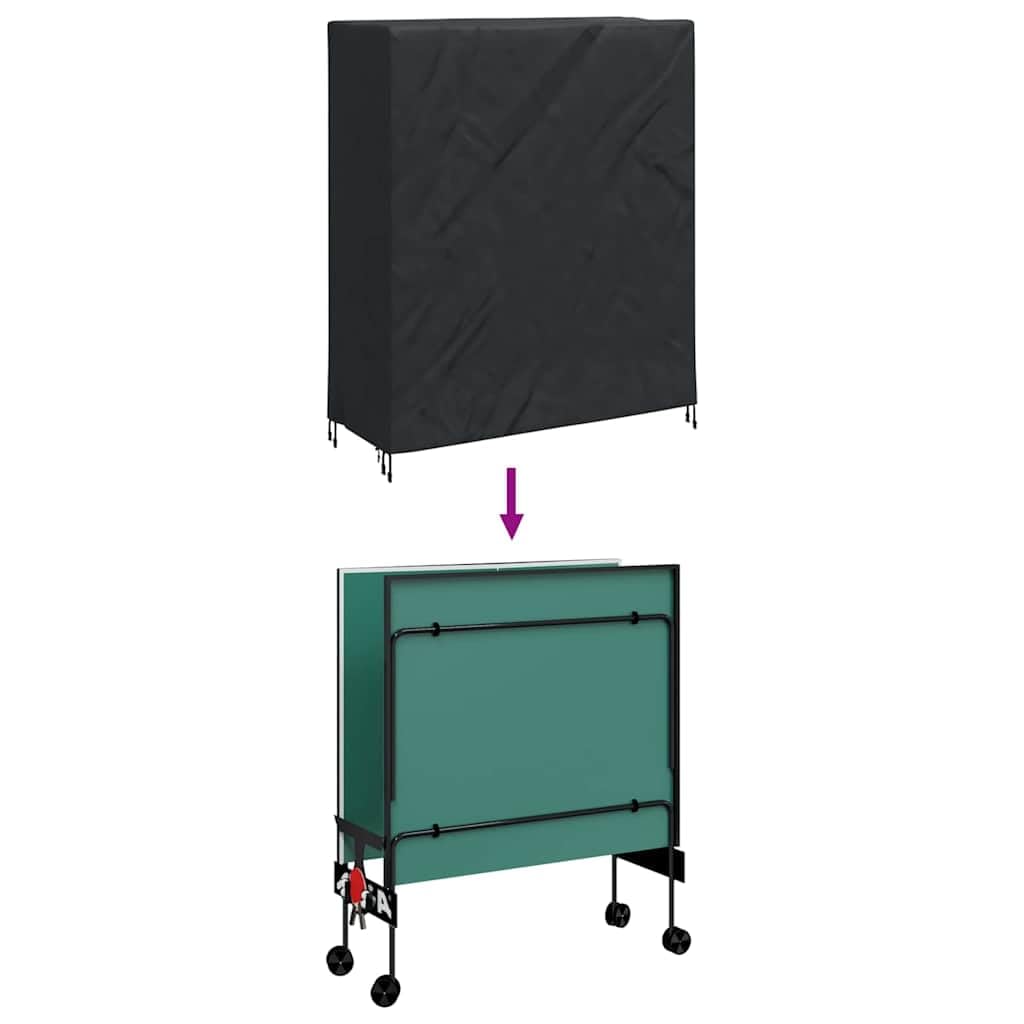 vidaXL Housse de Table de Pingpong Uni Noir 165 x 70 x 185 cm Tissu, Housses Modernes, irrégulières en Tissu étanche pour Tables, Jeux, Meubles de Jardin et terrasses