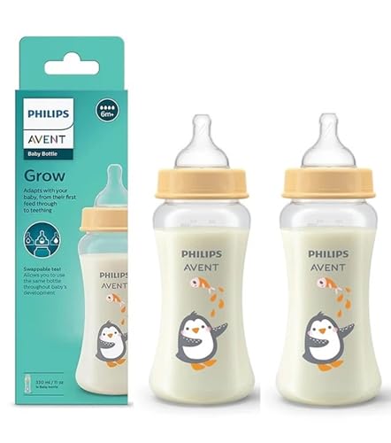 Image of Philips AVENT Anti-Colic Baby Bottle with AirFree Vent, Clear, 9 Oz