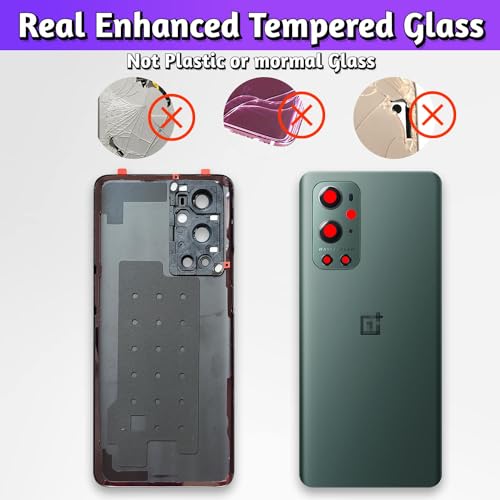 LUVSS Back Glass Cover Replacement Compitable for OnePlus 9 Pro Rear Cover + Camera Lens + Repair Manual DIY Tools Kit (Black) - Image 2