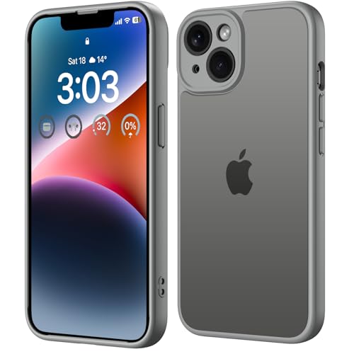 ORDA für iPhone 14 Hülle 6,1 Zoll, Vollständiger Kameraschutz Stoßfest Kratzfest Transluzente Rückseite Schutzhülle, Ant...