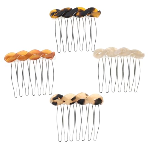 DRESSOOS Pequeña Lateral de Acetato 4 Piezas Antideslizante para Cabello, Accesorio para Peinado en Días Festivos y Niñas, Diseño Retro Compacto para Bolso