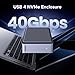 UGREEN 40Gbps M.2 NVMe SSD Enclosure, Aluminum NVMe Enclosure w/ Dual-Sided Fin Heat Sink, No-Fan-Noise M.2 Enclosure Compatible Thunderbolt 4 / USB4 for MacBook Pro M4, Mac Mini M4, Up to 3848MB/s