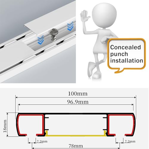 Riel de aluminio elegante para montaje en techo de 270 cm 3