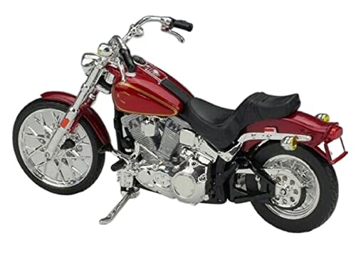 Modèle de moto vintage Harley 1984 FXST Softail 1:18 cadeau souvenir pour motard rouge