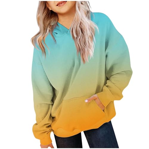 Oversized Casual Hoodie For Girls Solid Color Fall Winter Hooded Sweatshirts Trendy Back To School Pullover Size 2-14