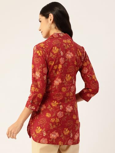 Image of feranoid Classic Collared Cotton Shirt with 3 /4 Sleeve for a Timeless Casual Look