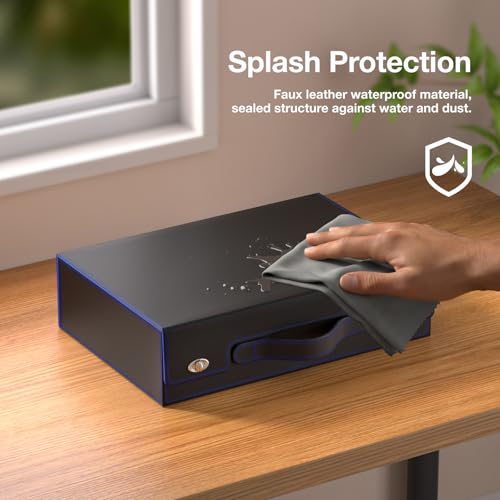 Image of 3900+ Trading Card Storage Box with Handle and Lock, Black Blue | Commander Display Window, 5-Row MTG Card Case, Secure Mechanical Lock, Portable Handle for Easy Transport, Top Loaders