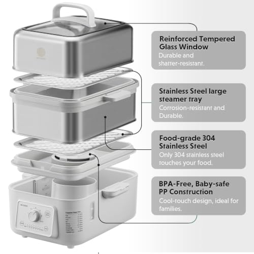 Image of BUYDEEM G52 10.6Qt Electric Food Steamer for Cooking, Oat White