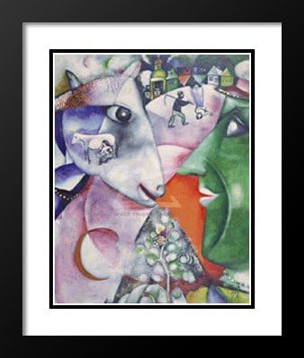 Marc Chagall Framed and Double Matted Art Print 29x35 "I and the Village, 1911"