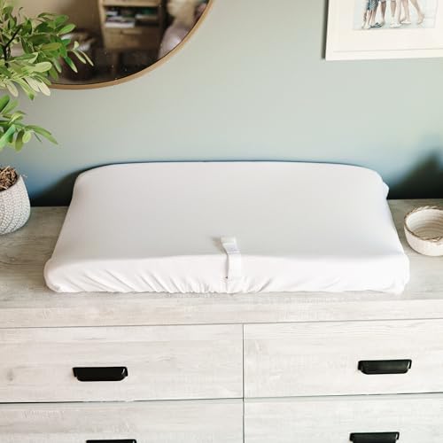 Image of Baby Changing Pad Cover 2-Pack for Boys, Girls (Moonlit White) - Premium Fitted Sheets Baby Diaper Changing Table Cover - Buttery Soft Cotton Blend