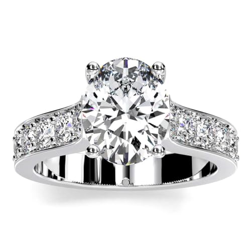 SP GOLD 3.50 CT Oval Diamond Moissanite Engagement Ring Wedding Ring Band Set Solitaire Silver Jewelry Setting For Woman Anniversary Ring Gift