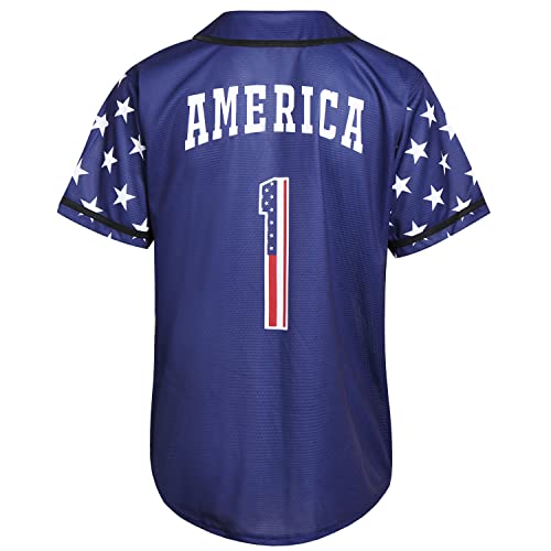 Pullonsy Unisex America Baseball Softball Jersey Army Veterans Shirt For Men Dad Usa Eagle Tops Mesh Navy Blue Jersey Size 2X-Large #TOP1