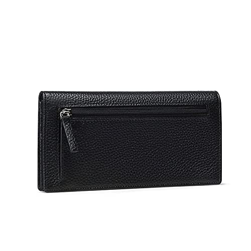 Womens wallet Women's Wallets Genuine Leather Card Holder Phone Pocket Female Long Clutch Bags For Women Ladies Hasp Wallets(Black)2