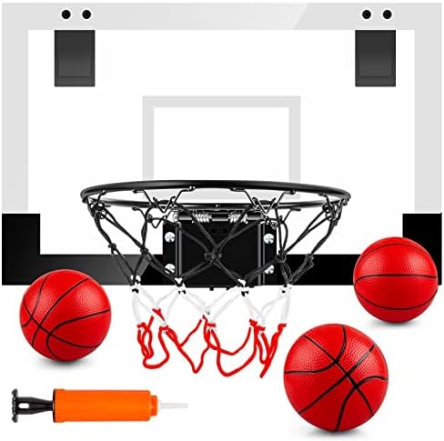 TREYWELL Indoor Basketball Hoop Sports Fan Backboards for Kids and Adults Door Room Basketball Hoop Mini Hoop with 3 Balls Basketball Toys for Boys Girls Adults