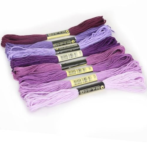 Image of 8Pcs 7.5m Purple Cotton Stitch Embroidery Thread Floss DIY Friendship Bracelets Floss Craft Sewing Skeins Fashion Embroidery Floss for Arts, Crafts and Sewing