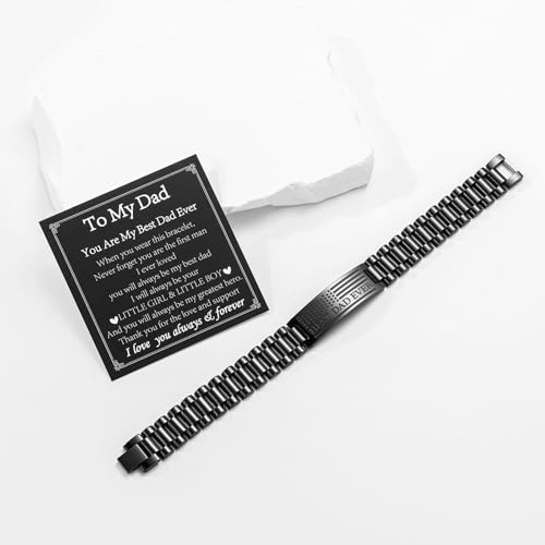P.BLAKE Gifts for Best Dad Son Husband Boyfriend Uncle, Stainless Steel American Flag Watch Band Link Bracelet Christmas Fathers Valentines Day Jewelry Gifts for Men2