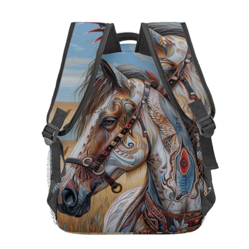 Native American Horse Backpack Travel Backpacks Laptop Rucksack,School Bookbag for Women Kids Boys Girls,Western Back Pack Accessories Bags,Ideal Gifts for Work, Outdoor Adventures4