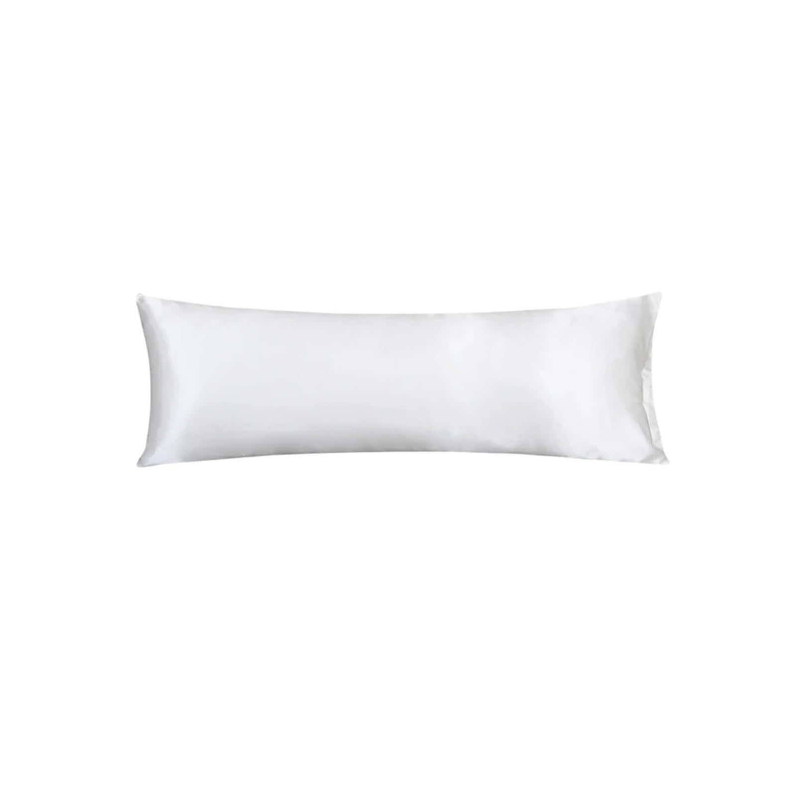 Silky Pillow Covers, Double Satin Silk Pillowcases Solid Color Body Size 20x54 Inches For Home Hotel Hospital(White)
