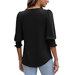XIEERDUO Blouses for Women Dressy Casual 3/4 Length Sleeve Womens Tops with Smocked Cuffs - Image 5