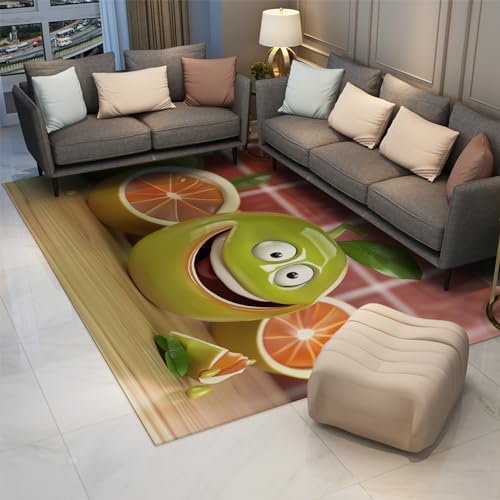 Tapis à poils ras esthétique vert et orange 180x400cm - 3