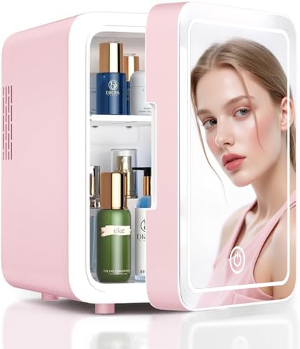 Image of CUTIEWORLD 4L Makeup Mini Fridge for Bedroom, Car, Office & Dorm, Shell Pink
