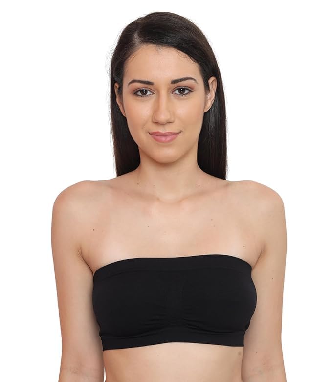 Women's Strapless Bra, Wireless, Tube Bra, Full Coverage Black-image-39