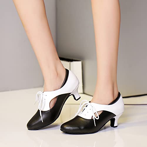 HROYL Women Ballroom Dance Shoes Lace-up Latin Salsa Practice Dance Shoes,YCL3184
