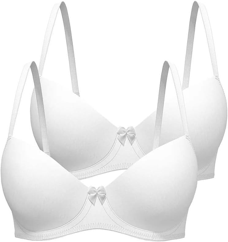 Pack of 2 White Full Cup Coverage Smoothing T-Shirt Bras for Women | Underwired Padded Bra | Classic T Shirt Bras for Women UK Size 32B-40G