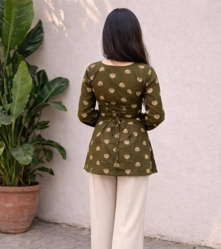 Image of FIRSTRAIN Women Printed Rayon Short Kurti | Soft Breathable Rayon Short Top for Office & Casual Use