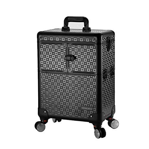 BYCDD High Capacity Trolley Kosmetikkoffer Schminkkoffer, Layered Mute Multikoffer Etagenkoffer Aluminium-Legierung…