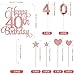 Lecferrarc 40th Birthday Cake Decorations, 40th Birthday Candles Cake Numeral Candles and Glitter Happy 40th Birthday Cake Toppers Set for Birthday Party Supplies (Rose Gold)