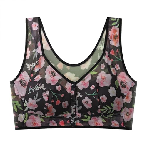 Sujetador de yoga con fuerte fuerza de apoyo para mujer, tirantes ajustables, cobertura completa, cómodos sujetadores sin aros, sujetador sin aros para mujer, Negro , 42
