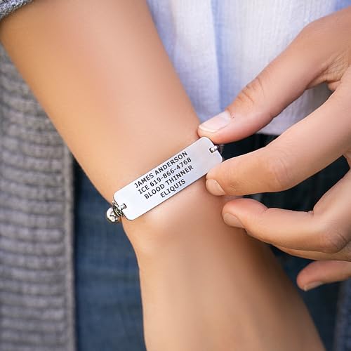 Divoti Medical Alert ID Bracelet - Custom Engraved Classic Medical ID Bracelets - Stainless Steel Rolo Chain with Lobster Claw - Durable & Adjustable Fit - Medical Alert ID for Women4