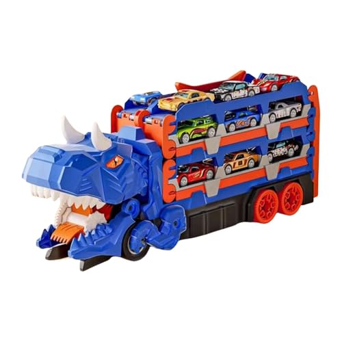 Truck di dinosauro - Truck di pista da corsa per dinosauri portatile | Transporter per dinosauro a ruote calde | Giocattolo per veicoli trasporto di trasporto di dinosauro pieghevole | Trasforma la pi