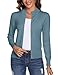 Aottori Damen Langarm Stehkragen Strickjacke Pullover Cardigan Reißverschluss Sweatshirt Casual Einfarbig Strickmantel Freizeit Jacket Outerwear Grau Blau M