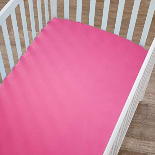 Image of TL Care Supreme 100% Natural Cotton Fitted Crib Sheet 52 inch x 28 inch, Enhanced Thickness for Soft, Breathable & Hypoallergenic Jersey Comfort, Fuschia, Neutral for Boys & Girls