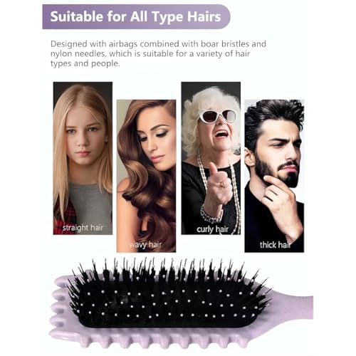 Image of KAIDAA Curl Defining Hair Brush for Curly & Wavy Hair | Detangling & Anti-Frizz Styling Brush for Wet & Dry Hair | For Thick & Frizzy Hair (Purple) (Pack of 1)