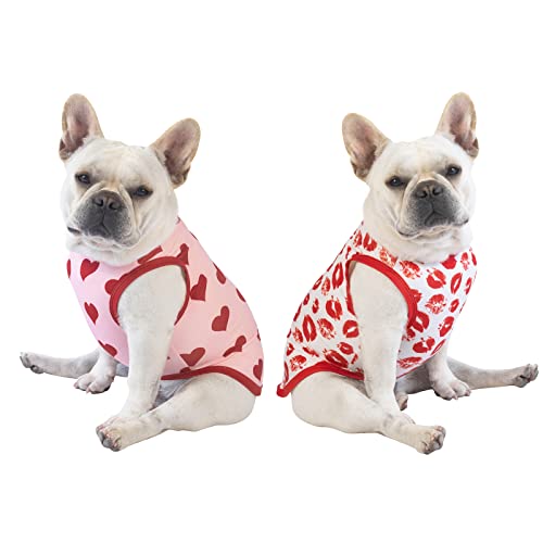 Image of CuteBone Dog Shirts 2-Pack Soft Pet Clothes Breathable Summer Vest for Small Puppy and Stretchy Cat Apparel