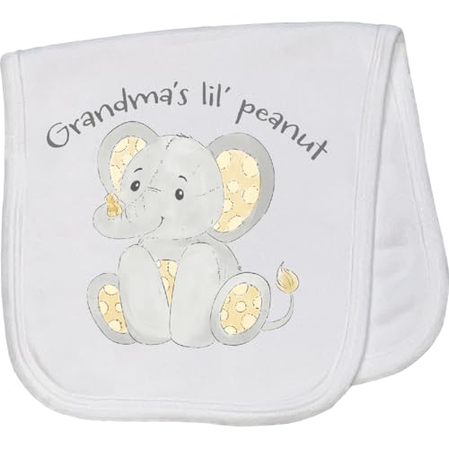 inktastic Grandma's Lil' Peanut Polka Dot Elephant Baby Burp Cloth White 43b58