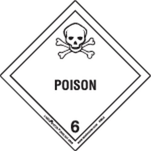 Labelmaster HMSL80 Poison Worded Label, PVC-Free Film, Hazmat, 4" x 4" (Pack of 500)