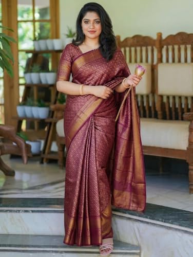 Image of Yashika Women's Banarsi Art Silk Saree with Blouse Piece for Traditional Ethnic Wear Sari