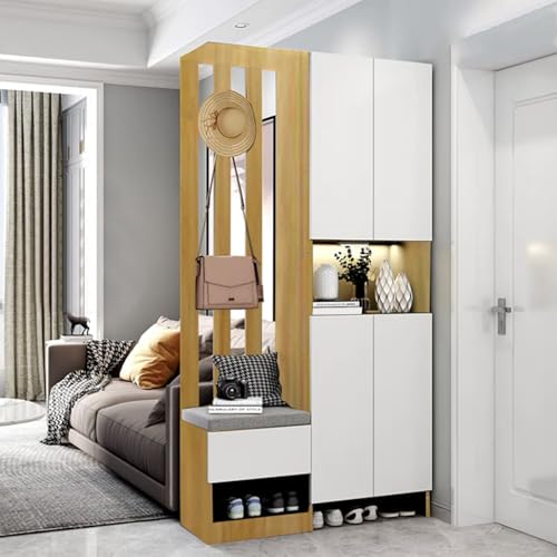 IBOWZ Biombos de Madera para privacidad de Habitaciones, Separador de ambientes con Perchero, Poste Divisor, fácil Montaje, decoración Independiente para Dormitorio y Oficina