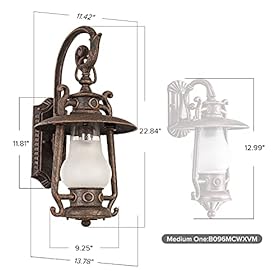 GZBtech Rustic Lantern Wall Sconce Outdoor, Vintage Oil Rubbed Bronze Exterior Large Sconce Light, 110V Waterproof… 41sYoCEFsOL. SS280